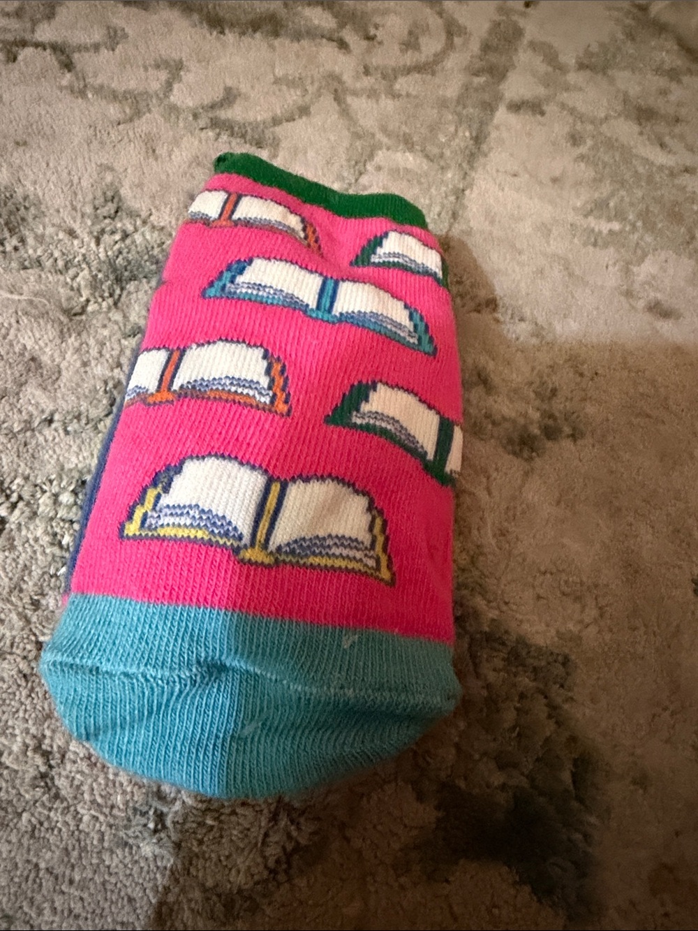 Pink Book Pattern Crew Socks - Unbranded